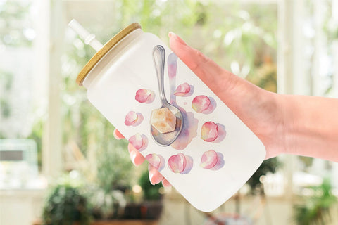 Glass Can Watercolor Floral Mother Day Tea Sublimation artnoy 
