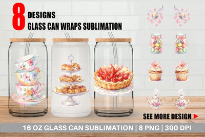 Glass Can Watercolor Floral Mother Day Tea Sublimation artnoy 