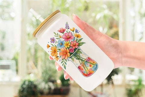 Glass Can Watercolor Floral Retro Medical Anatomy Sublimation artnoy 