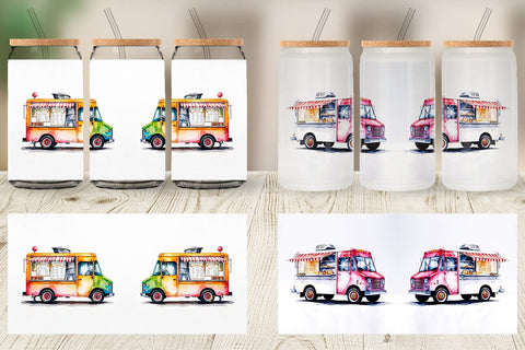 Glass Can Watercolor Food Truck Sublimation artnoy 
