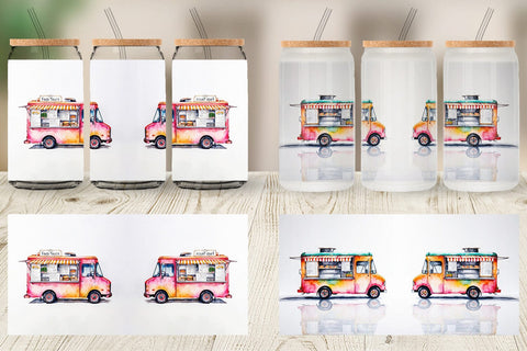 Glass Can Watercolor Food Truck Sublimation artnoy 