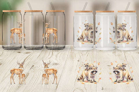 Glass Can Watercolor Forest Motherhood Love Sublimation artnoy 