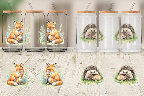 Glass Can Watercolor Forest Motherhood Love Sublimation artnoy 