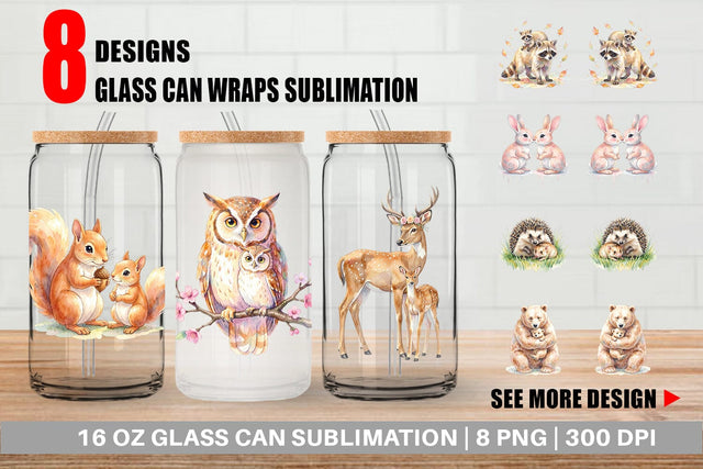Glass Can Watercolor Forest Motherhood Love Sublimation artnoy 