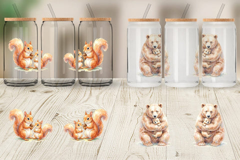 Glass Can Watercolor Forest Motherhood Love Sublimation artnoy 