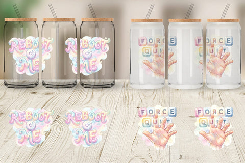 Glass Can Watercolor Funny 90s Tech Quotes Sublimation artnoy 