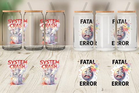 Glass Can Watercolor Funny 90s Tech Quotes Sublimation artnoy 