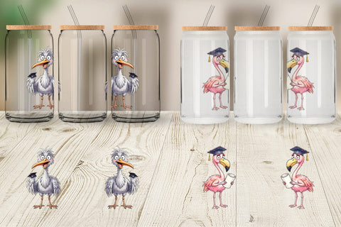 Glass Can Watercolor Funny Animal Graduation Sublimation artnoy 