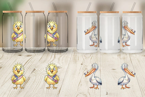 Glass Can Watercolor Funny Animal Graduation Sublimation artnoy 
