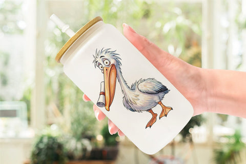 Glass Can Watercolor Funny Animal Graduation Sublimation artnoy 
