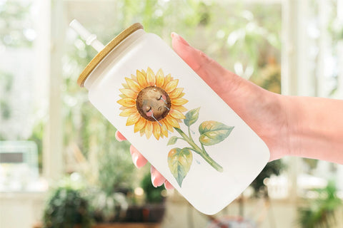 Glass Can Watercolor Funny Botanical Nature Ghost Sublimation artnoy 