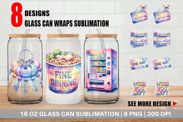 Glass Can Watercolor Funny Broke Traveler Quotes Sublimation artnoy 
