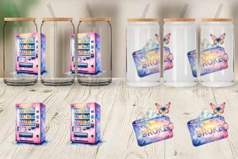 Glass Can Watercolor Funny Broke Traveler Quotes Sublimation artnoy 