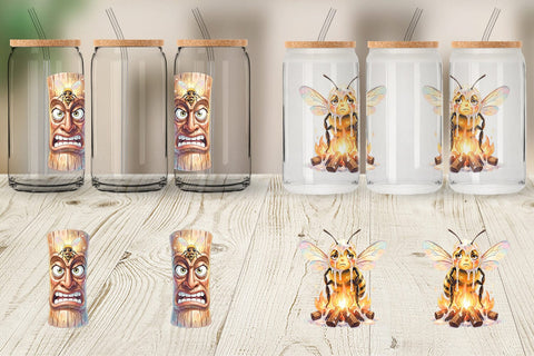 Glass Can Watercolor Funny Clumsy Bee Summer Fail Sublimation artnoy 