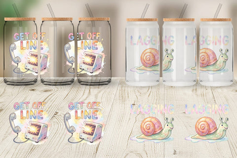 Glass Can Watercolor Funny Dial-Up Internet Art Sublimation artnoy 