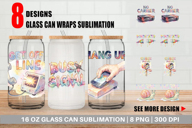 Glass Can Watercolor Funny Dial-Up Internet Art Sublimation artnoy 