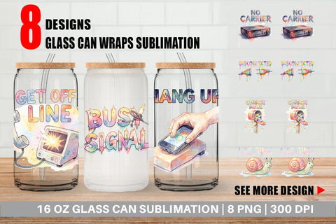 Glass Can Watercolor Funny Dial-Up Internet Art Sublimation artnoy 
