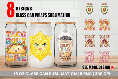 Glass Can Watercolor Funny Foodie Mom Puns Art Quotes Sublimation artnoy 