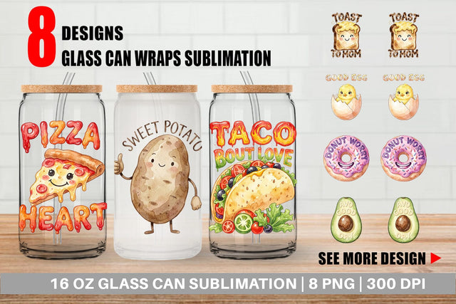 Glass Can Watercolor Funny Foodie Mom Puns Art Sublimation artnoy 