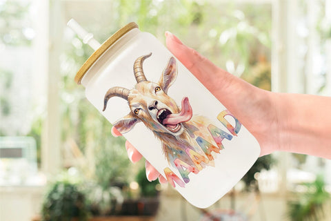 Glass Can Watercolor Funny Goofy Goat & Sheep Quotes Sublimation artnoy 