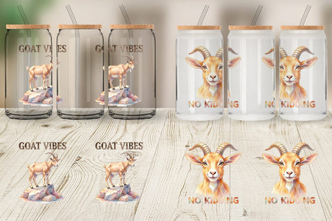 Glass Can Watercolor Funny Goofy Goat & Sheep Quotes Sublimation artnoy 
