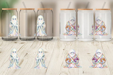 Glass Can Watercolor Funny Grumpy Gamer Ghost Sublimation artnoy 