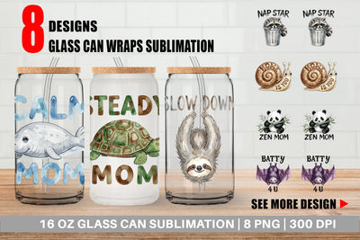 Glass Can Watercolor Funny Lazy Mom Life Quotes Sublimation artnoy 