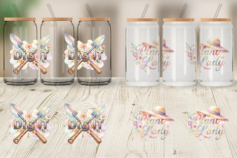 Glass Can Watercolor Funny Punny Garden Quotes Sublimation artnoy 