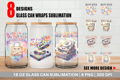 Glass Can Watercolor Funny Retro Storage Quotes Sublimation artnoy 