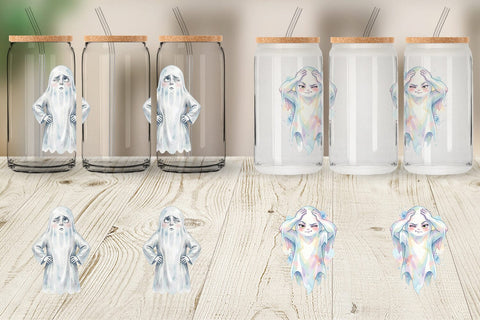 Glass Can Watercolor Funny Sarcastic Mood Ghost Sublimation artnoy 