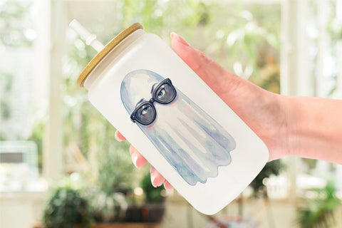 Glass Can Watercolor Funny Sarcastic Mood Ghost Sublimation artnoy 