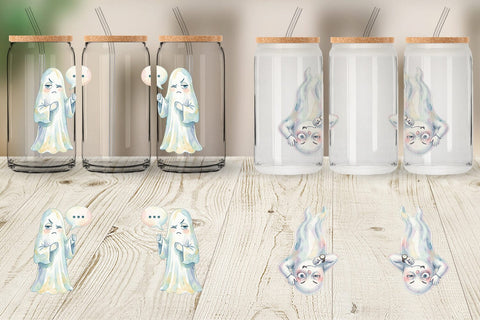 Glass Can Watercolor Funny Sarcastic Mood Ghost Sublimation artnoy 