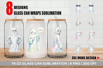Glass Can Watercolor Funny Sarcastic Mood Ghost Sublimation artnoy 
