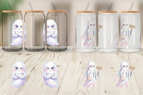 Glass Can Watercolor Funny Sarcastic Mood Ghost Sublimation artnoy 