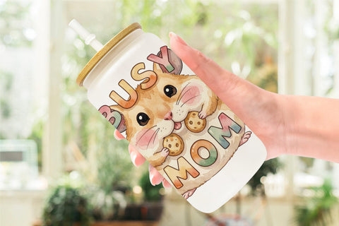 Glass Can Watercolor Funny Ugly Cute Animal Mom Quotes Sublimation artnoy 