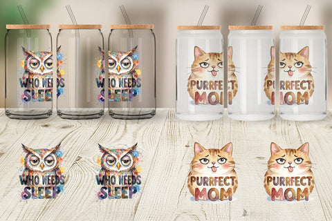 Glass Can Watercolor Funny Ugly Cute Animal Mom Quotes Sublimation artnoy 