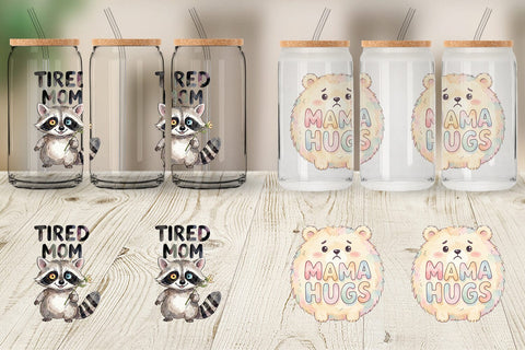 Glass Can Watercolor Funny Ugly Cute Animal Mom Quotes Sublimation artnoy 