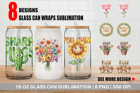 Glass Can Watercolor Funny Wonky Floral Mom Art Quotes Sublimation artnoy 