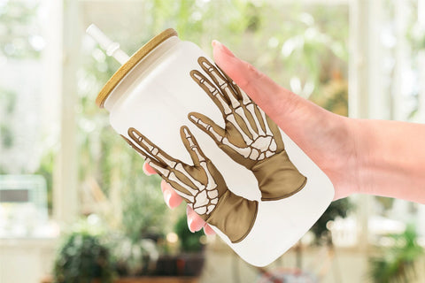 Glass Can Watercolor Garden Ghouls Sublimation artnoy 