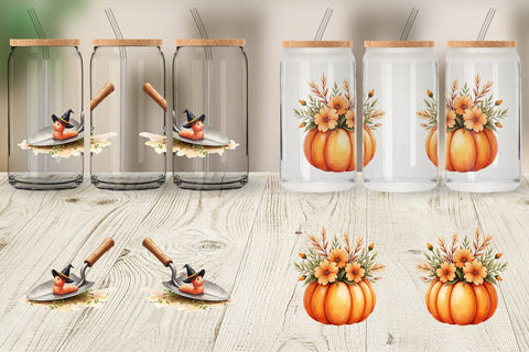 Glass Can Watercolor Garden Ghouls Sublimation artnoy 