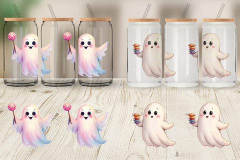 Glass Can Watercolor Ghost Candy Party Sublimation artnoy 