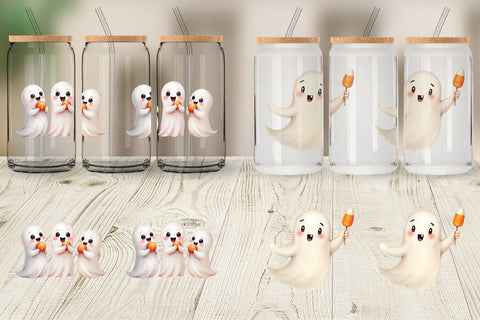 Glass Can Watercolor Ghost Candy Party Sublimation artnoy 