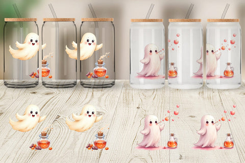 Glass Can Watercolor Ghost Candy Potion Sublimation artnoy 