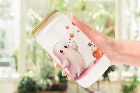 Glass Can Watercolor Ghost Candy Potion Sublimation artnoy 