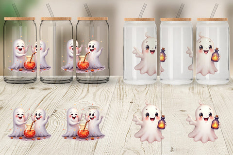 Glass Can Watercolor Ghost Candy Potion Sublimation artnoy 