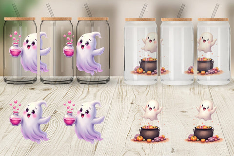 Glass Can Watercolor Ghost Candy Potion Sublimation artnoy 