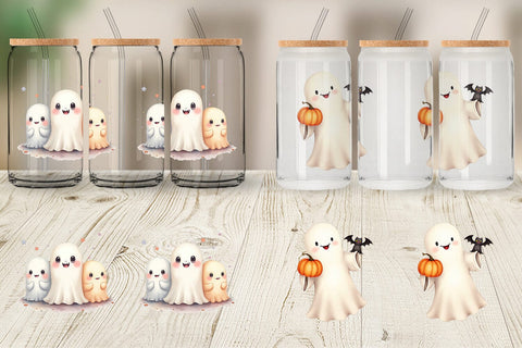 Glass Can Watercolor Ghost Halloween Pets Sublimation artnoy 