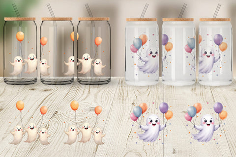 Glass Can Watercolor Ghost Spooky Balloons Sublimation artnoy 