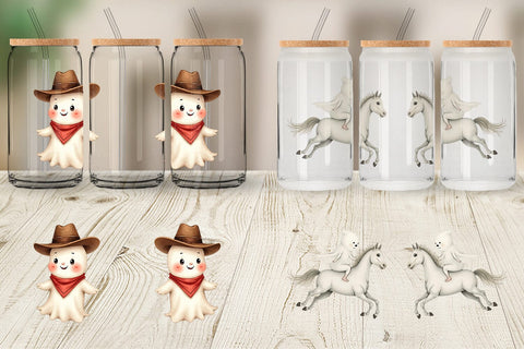 Glass Can Watercolor Ghostly Wild West Sublimation artnoy 
