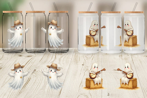 Glass Can Watercolor Ghostly Wild West Sublimation artnoy 